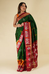 Green  Orange Silk Saree706 video